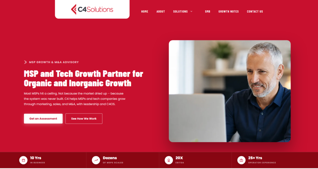 C4 Solutions website - MSP and Tech Growth Partner homepage