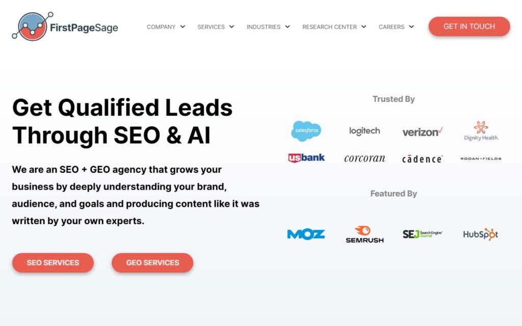 First Page Sage website homepage screenshot