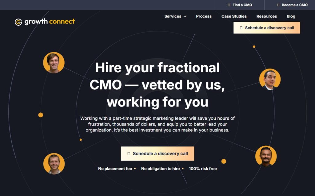 GrowthConnect website homepage screenshot
