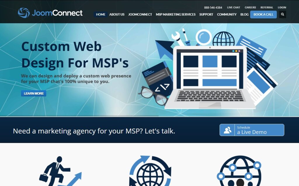 JoomConnect website homepage screenshot