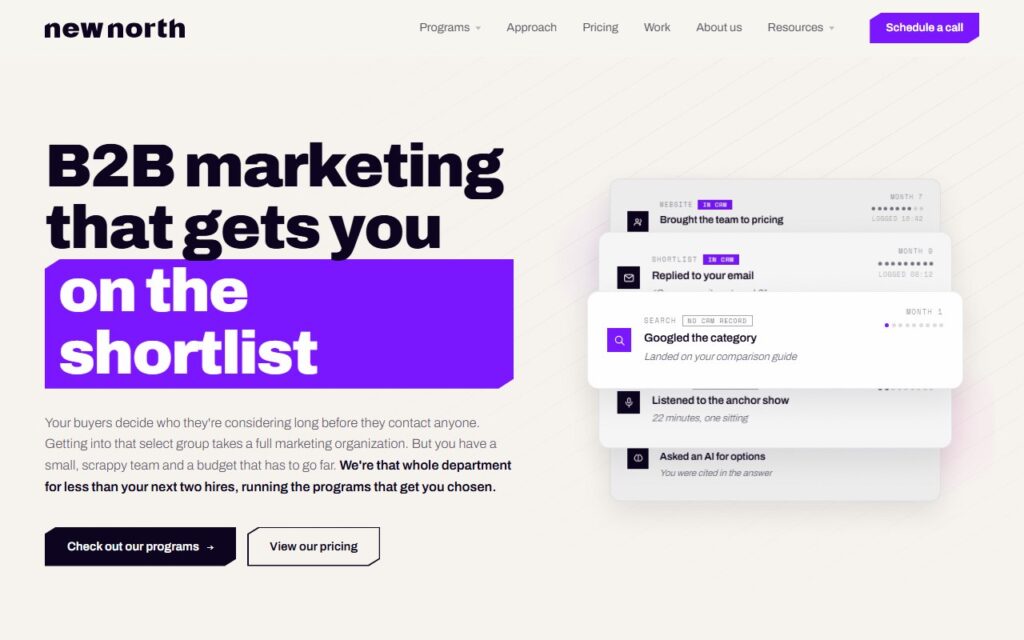 New North website homepage screenshot