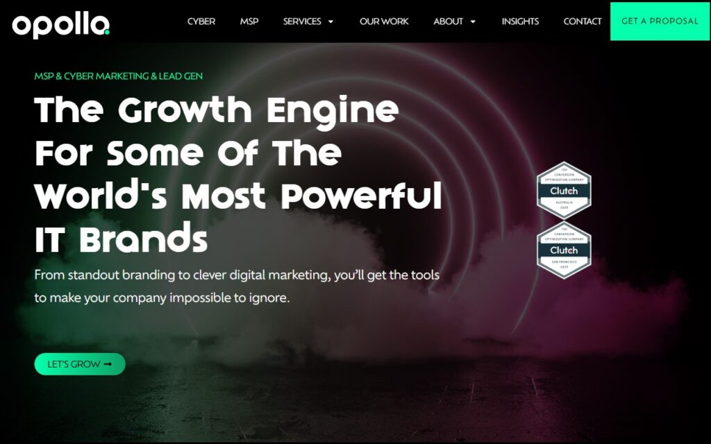 Opollo Marketing website homepage screenshot