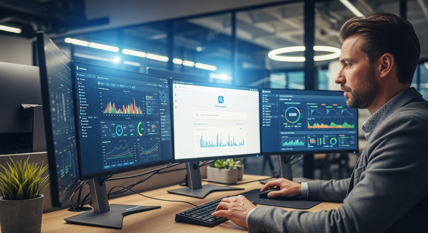 MSP owner reviewing AI search visibility data across multiple platforms