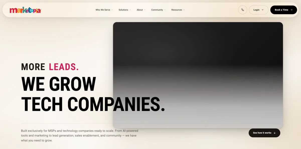 Marketopia MSP marketing firm homepage - Pinellas Park, FL