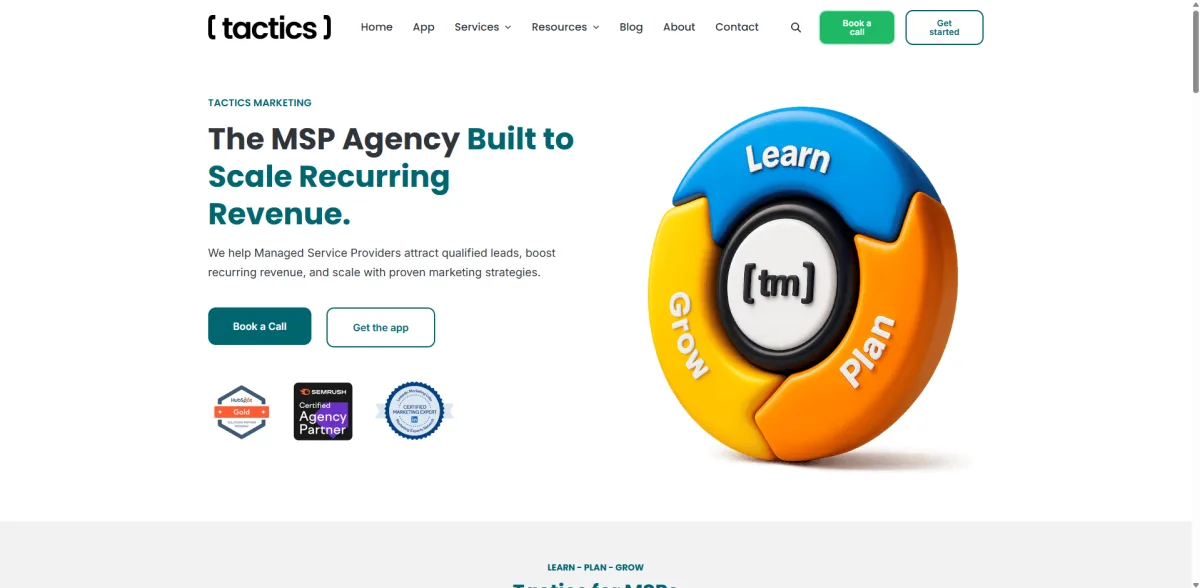 Tactics Marketing MSP agency homepage - Bend, OR