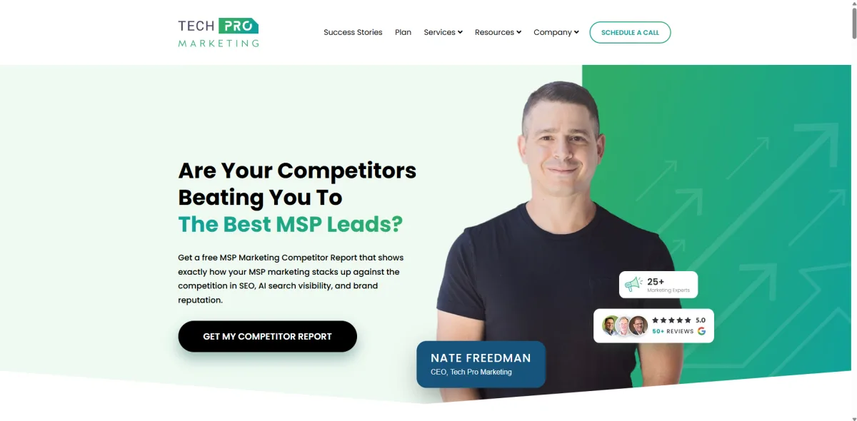 Tech Pro Marketing MSP agency homepage - Swansea, MA