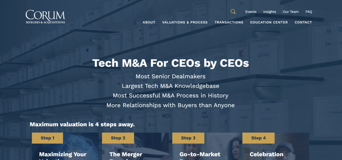 Corum Group homepage - global software and technology M&A advisory