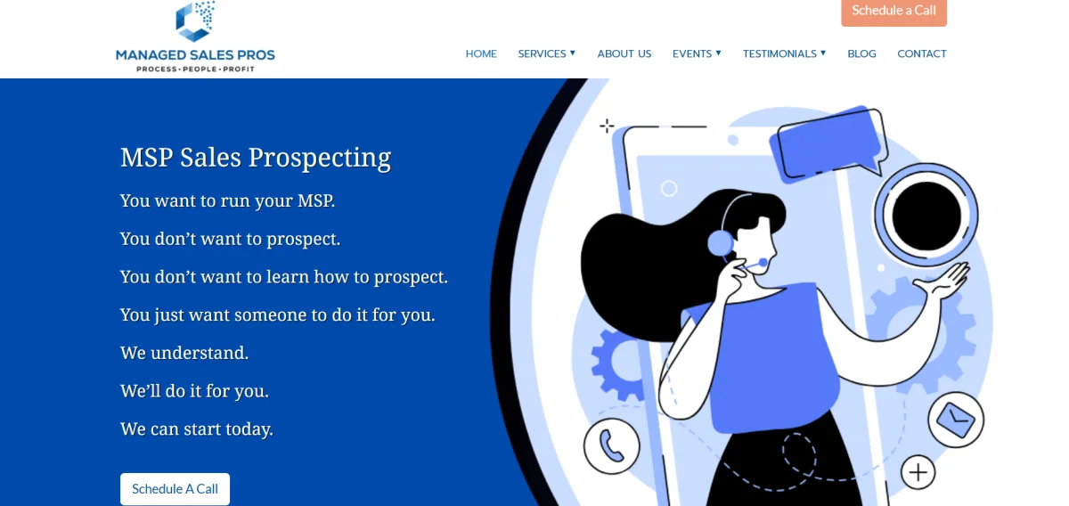 Managed Sales Pros homepage - outsourced outbound sales for MSPs