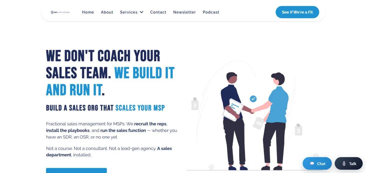 MSP Sales Partners homepage - fractional sales management for MSPs