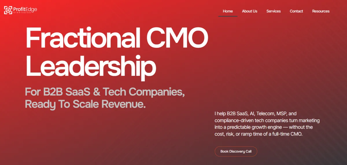 Profit Edge Strategies homepage - fractional CMO services for B2B technology companies