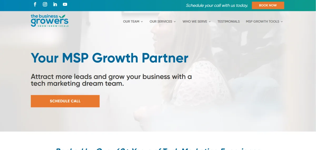 The Business Growers homepage - MSP marketing agency and fractional CMO services