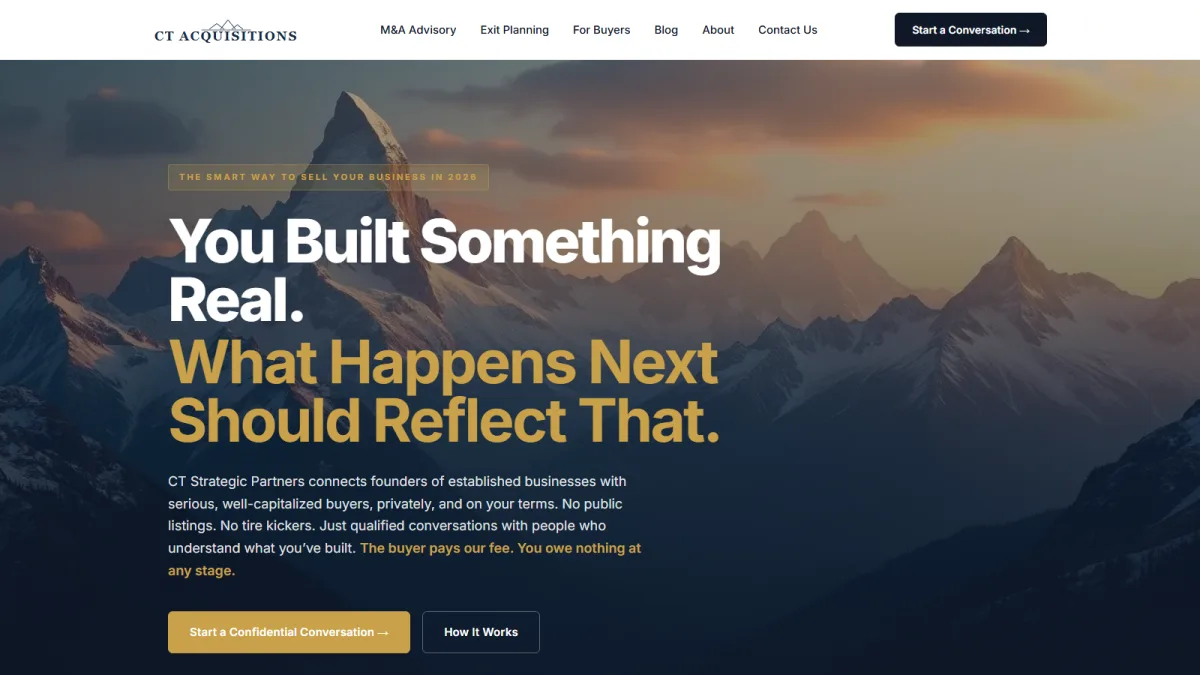 CT Acquisitions MSP M&A homepage