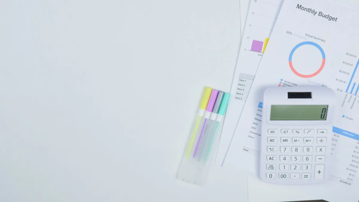 Fractional executive cost planning for an MSP: calculator on a printed monthly budget report