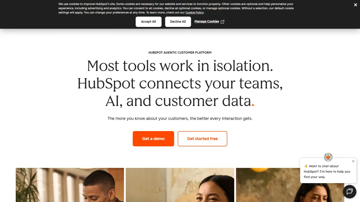 HubSpot Marketing Hub homepage