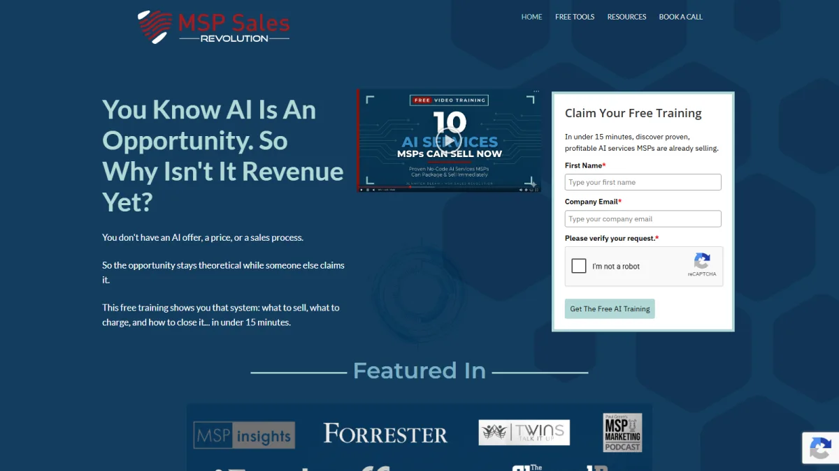 MSP Sales Revolution coaching homepage