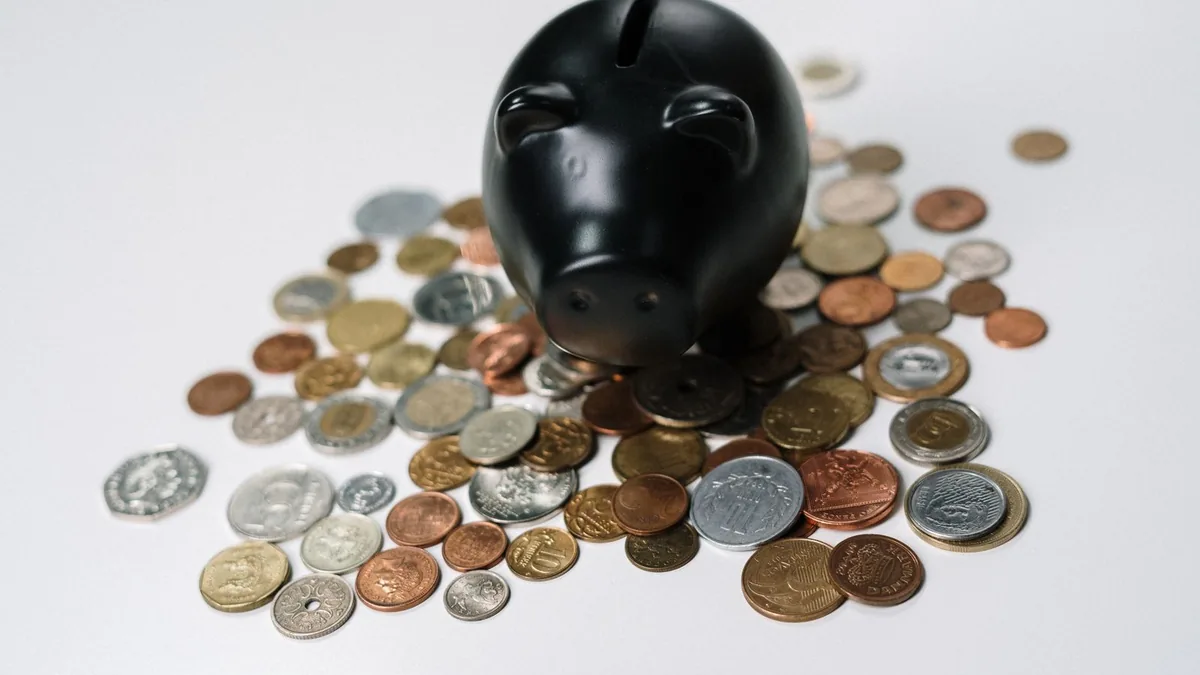 Piggy bank surrounded by coins, illustrating the monthly MSP SEO cost