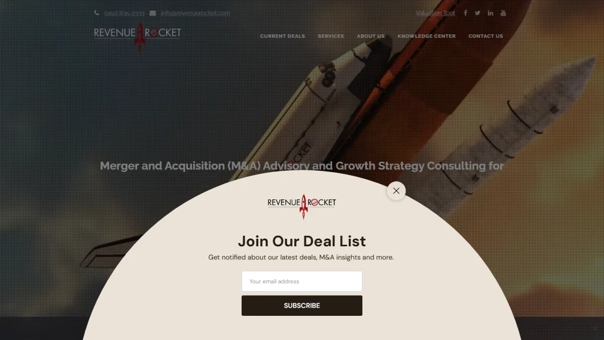 Revenue Rocket MSP M&A advisory homepage