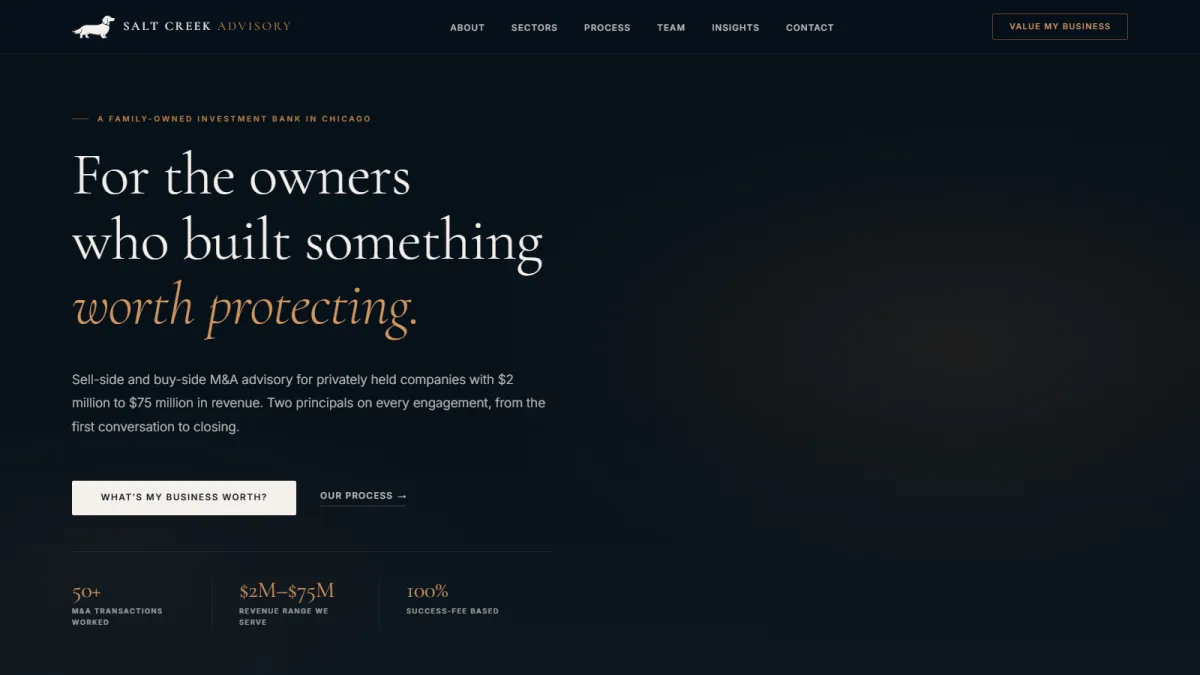 Salt Creek Advisory M&A homepage