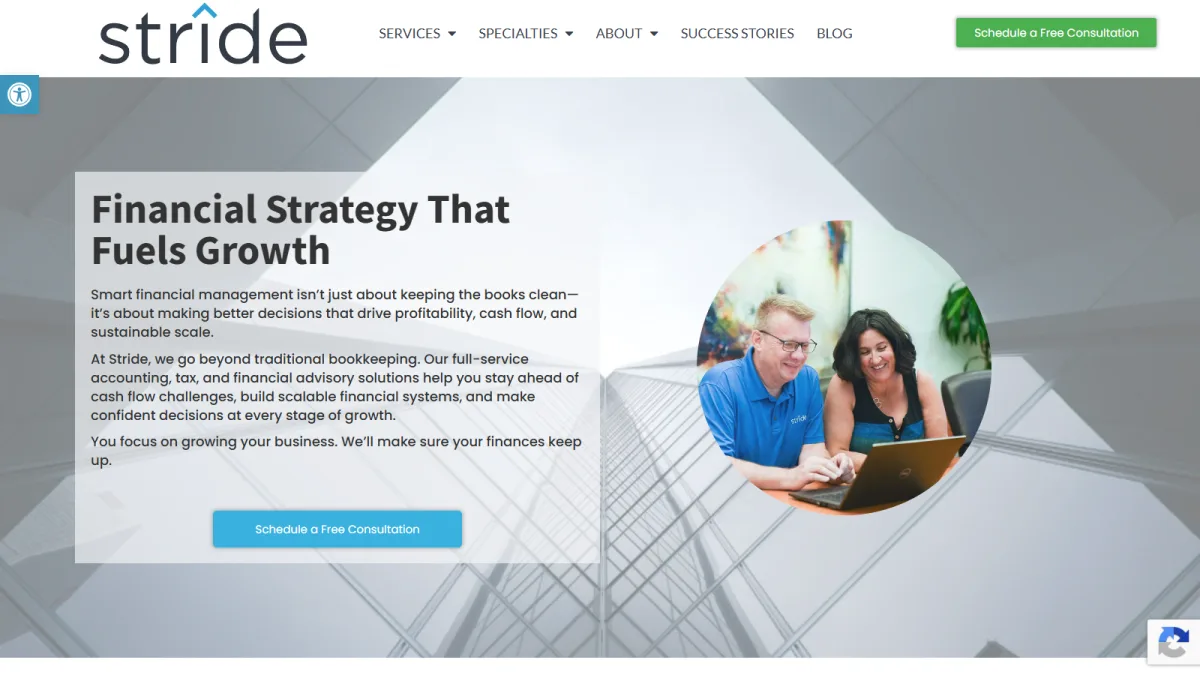 Stride Services fractional CFO for MSPs homepage