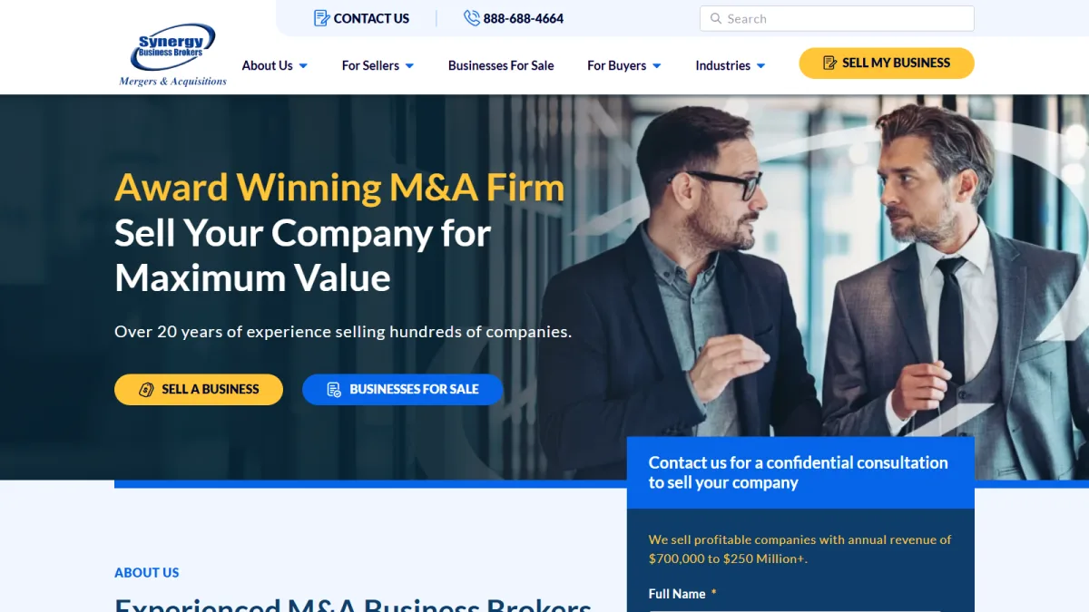 Synergy Business Brokers homepage