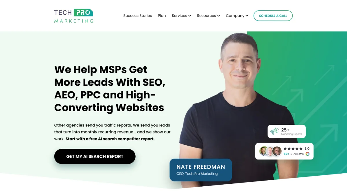 Tech Pro Marketing LinkedIn marketing for smaller MSPs homepage
