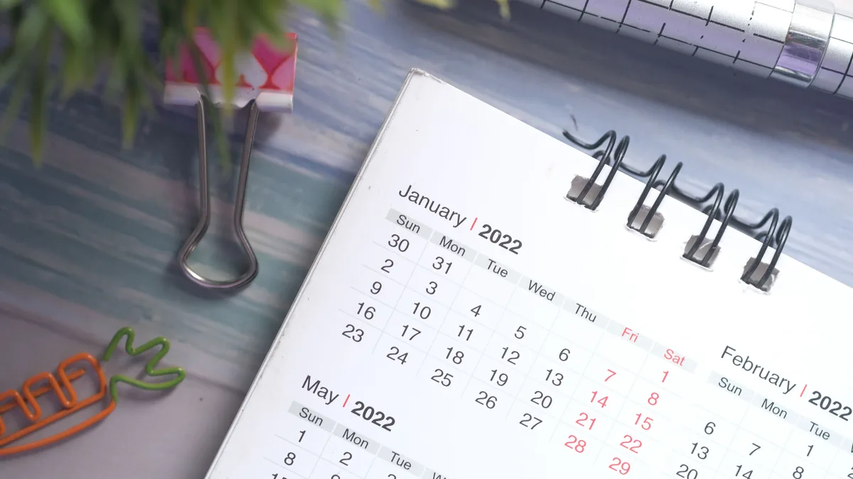 Desk calendar pages, the timeline an MSP earnout or seller note is paid out over